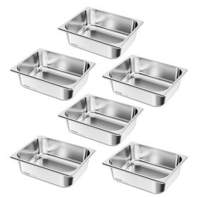 VEVOR 6 Pack Stainless Steam Hotel Pans, 1/2 Size Table Steam Pan