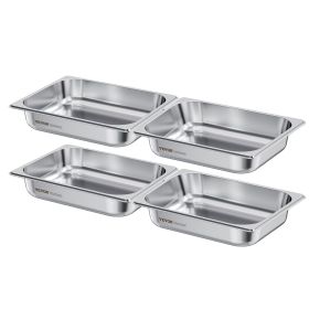 VEVOR 4 Pack Stainless Steam Hotel Pan, 1/2 Size Table Steam Pan