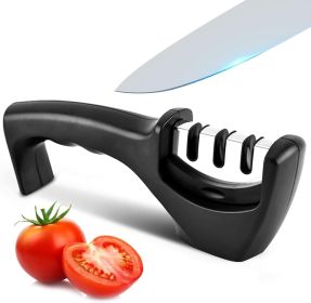 Elite Kitchen Knife Sharpener with 3 Stages, Professional Manual Blade Sharpening System, Ceramic Stone, Tungsten Carbide Plates, Diamond rods