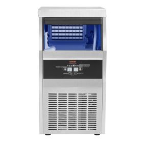 Commercial Ice Makers 90 to 100LBS per 24H Stainless Steel 33LBS Storage Free Standing Commercial Ice Machine 4x9 Ice Cubes LED Display Auto Clea