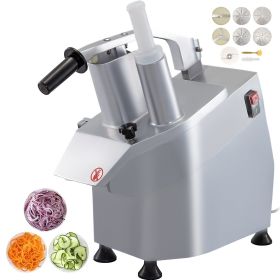 VEVOR 110V Commercial Food Processor 2 Feeding Holes, 550W Electric Vegetable Slicer 1600 RPM, Stainless Steel Vegetable Processor Detachable 6-b