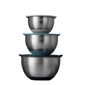 6-Piece Nesting Mixing Bowl Set with Easy Grip Transparent Lids - Blue