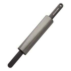 Durable Nonstick Metal Classic Handled Rolling Pin Gray