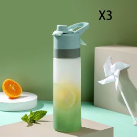 Spray Water Bottle For Girls Outdoor Sport Fitness Water Cup Large Capacity Spray Bottle Drinkware Travel Bottles Kitchen Gadgets (Option: Green 3PCS)