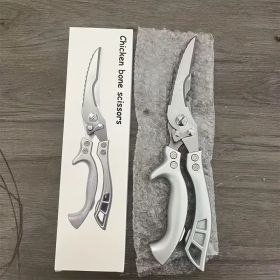"Multi-Purpose Kitchen Shears - German Stainless Steel Construction - Perfect for Chicken, Fish & Vegetable Prep" (Material: 430 stainless  steel,aluminum handle)